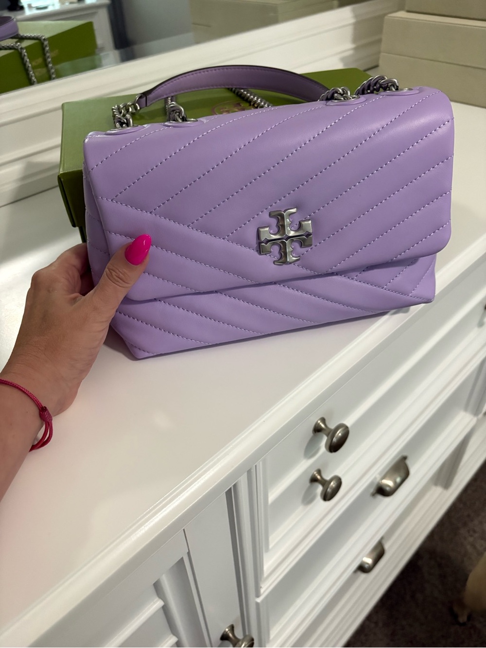 Tory Burch Lavender Quilted Leather Convertible Shoulder Bag - Picture 5 of 12